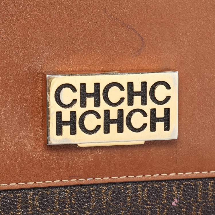 Pre Owned CH Carolina Herrera Tri Color Monogram Coated Canvas and Leather Top Handle Bag