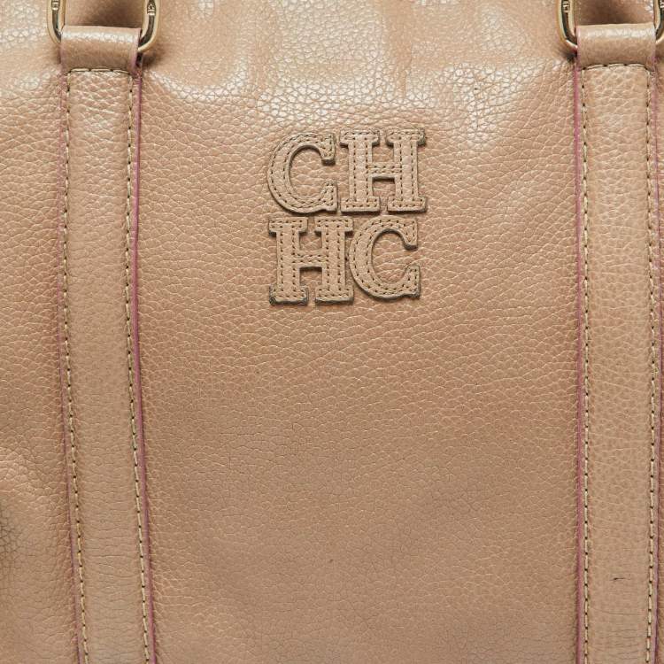Pre Owned CH Carolina Herrera Beige Leather Matteo Satchel
