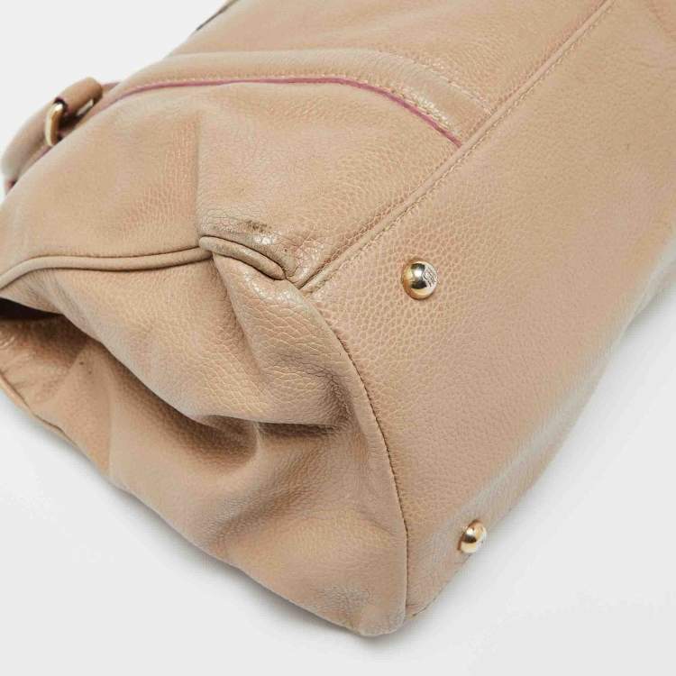 Pre Owned CH Carolina Herrera Beige Leather Matteo Satchel