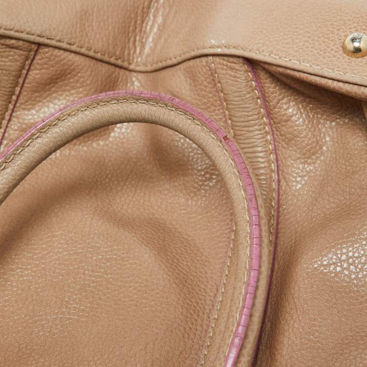 Pre Owned CH Carolina Herrera Beige Leather Matteo Satchel