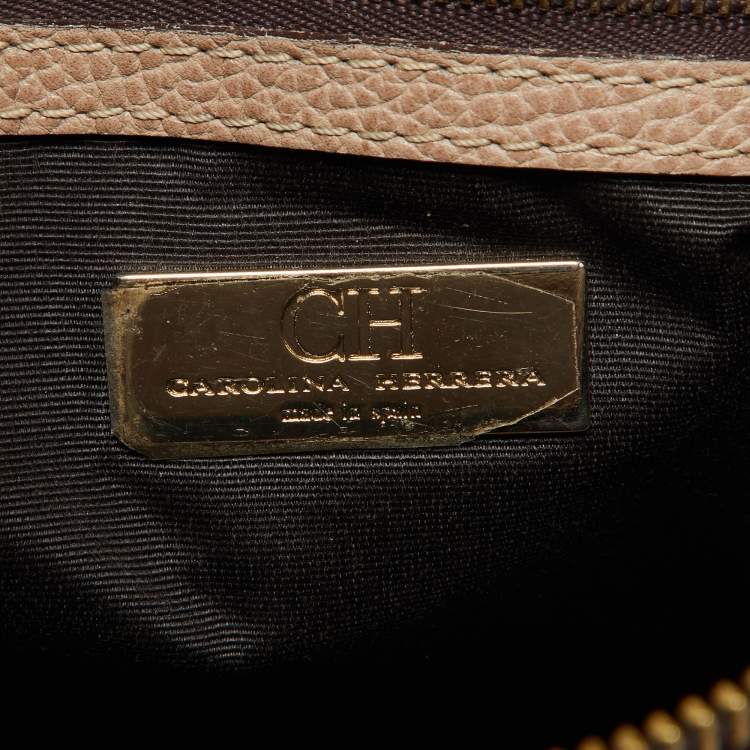 Pre Owned CH Carolina Herrera Beige Leather Matteo Satchel