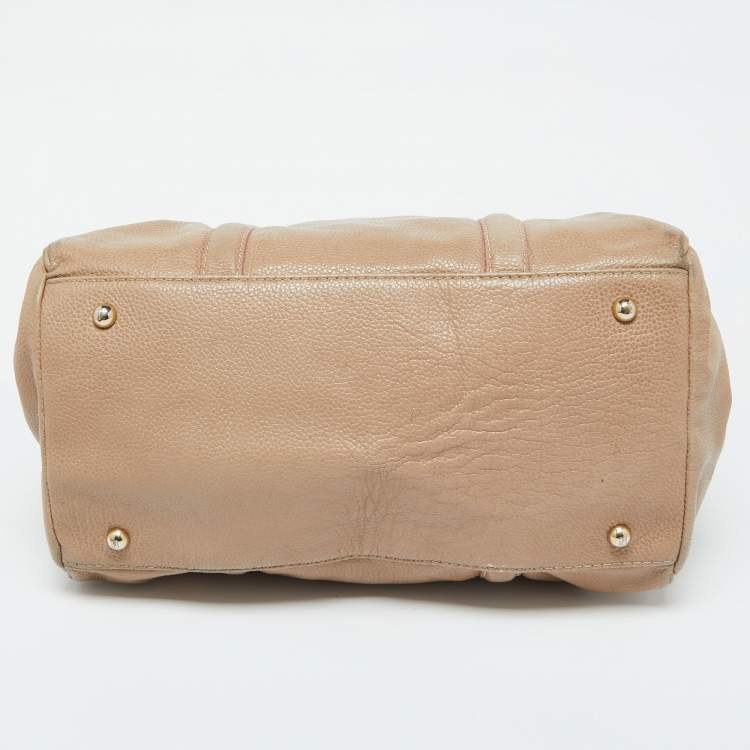 Pre Owned CH Carolina Herrera Beige Leather Matteo Satchel