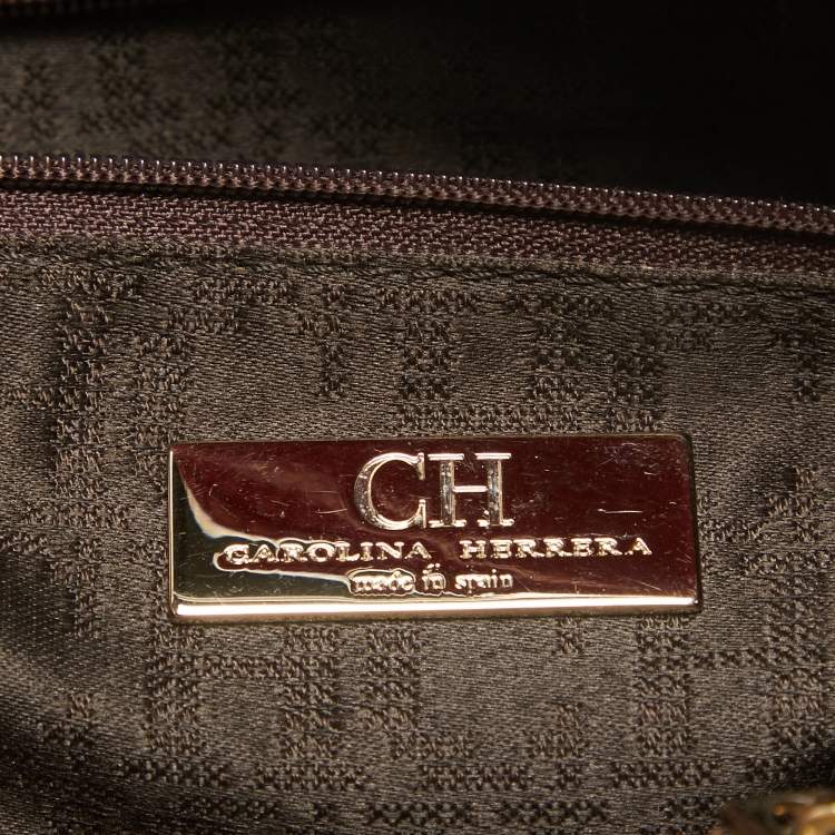 Pre Owned CH Carolina Herrera Red Grained Leather Matteo Tote