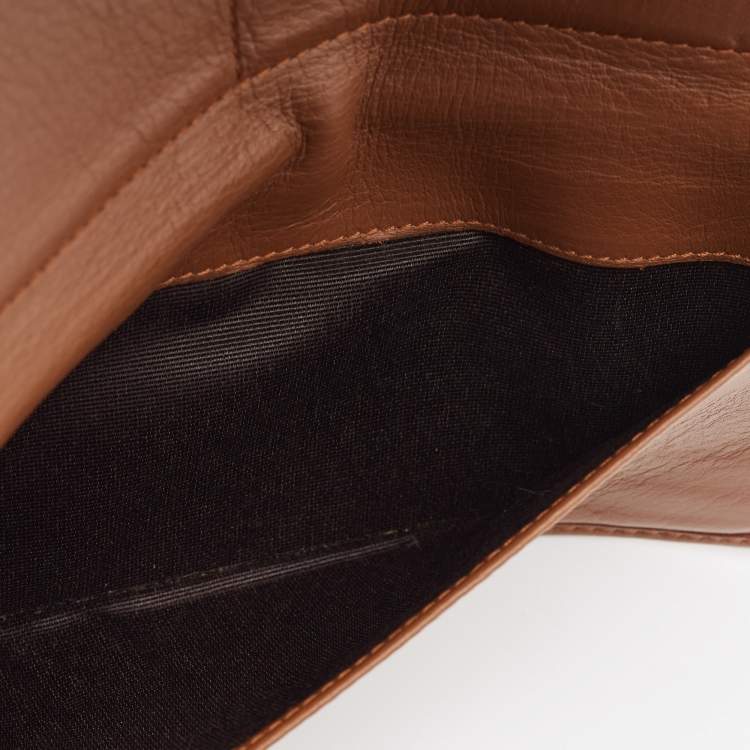 Pre Owned CH Carolina Herrera Brown Monogram Quilted Leather Trifold Wallet