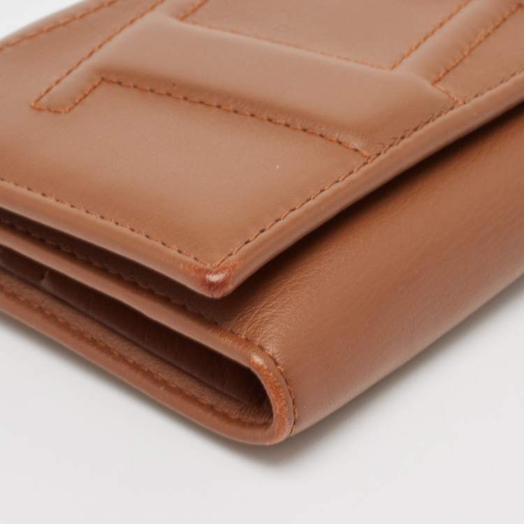 Pre Owned CH Carolina Herrera Brown Monogram Quilted Leather Trifold Wallet