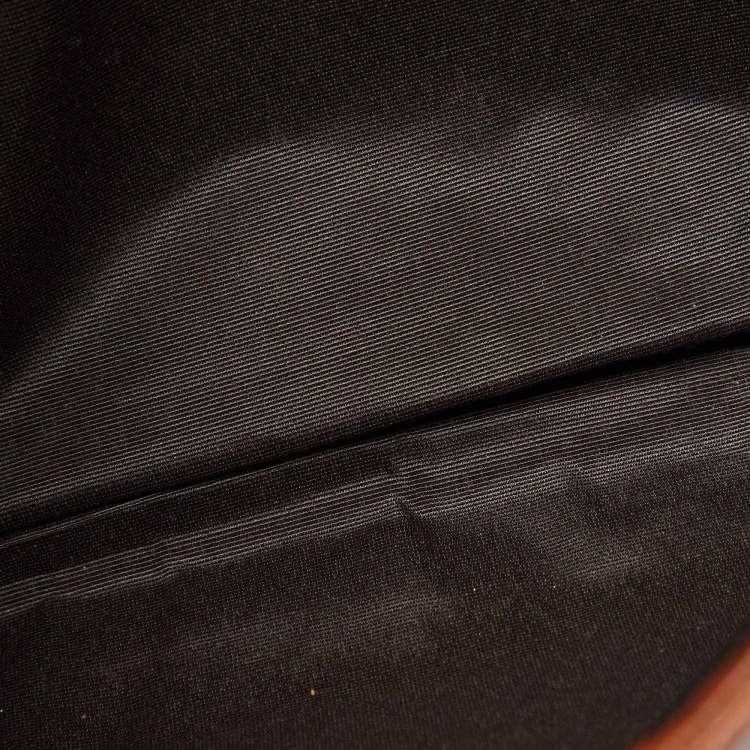 Pre Owned CH Carolina Herrera Brown Monogram Leather Audrey Shoulder Bag