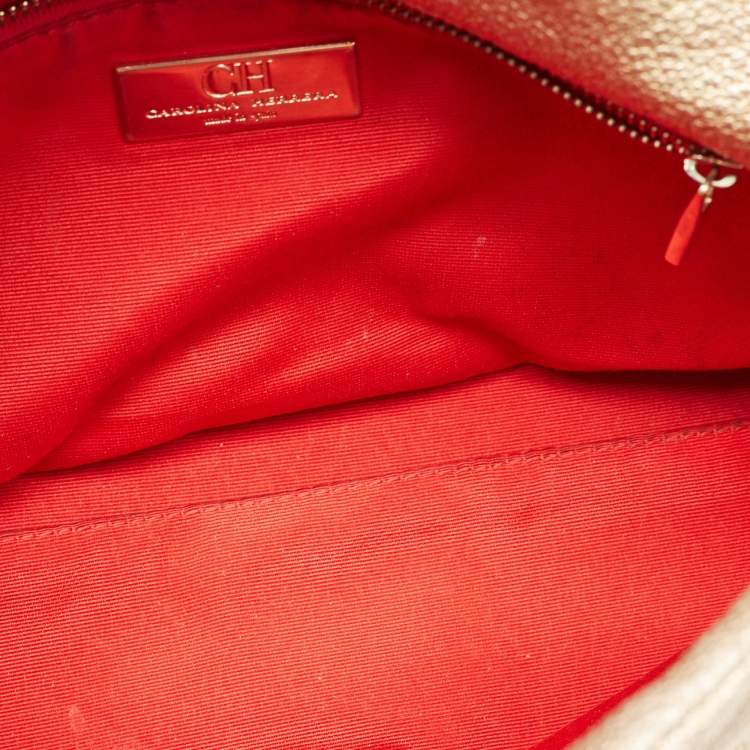 Pre Owned CH Carolina Herrera Gold Quilted Leather Flap Chain Shoulder Bag