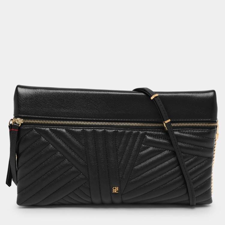 Pre Owned CH Carolina Herrera Black Quilted Leather Crossbody Bag