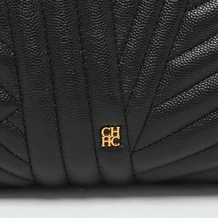 Pre Owned CH Carolina Herrera Black Quilted Leather Crossbody Bag