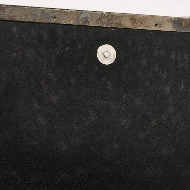 Pre Owned CH Carolina Herrera Black Fabric Beads Embellished Fabric Chain Clutch