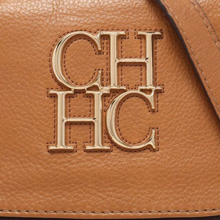 Pre Owned CH Carolina Herrera Brown Leather Shoulder Bag