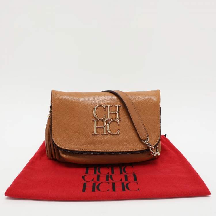 Pre Owned CH Carolina Herrera Brown Leather Shoulder Bag
