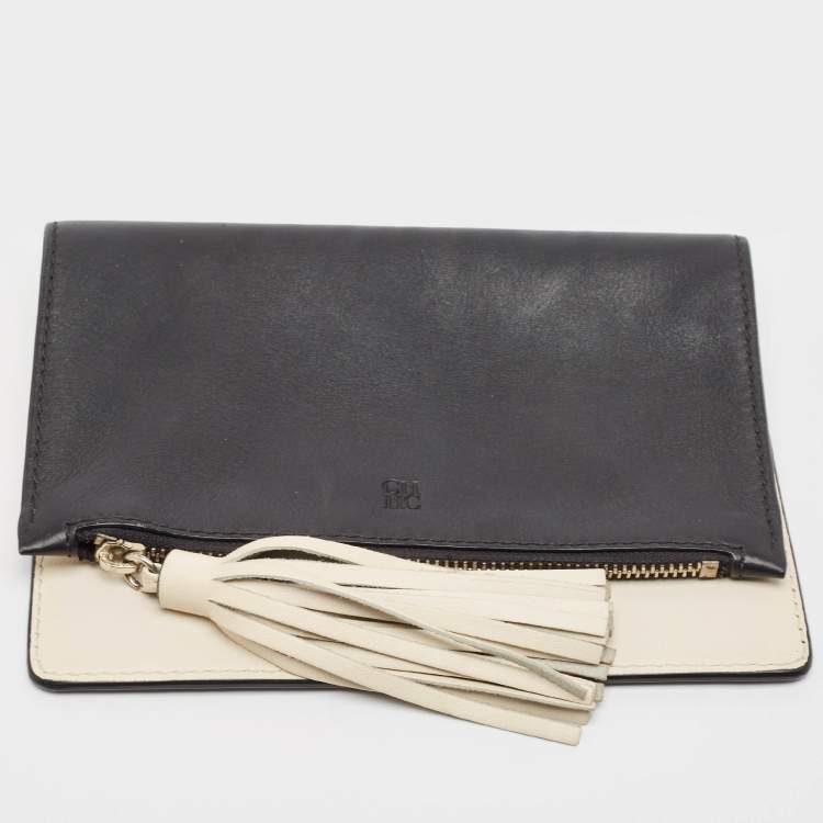 Pre Owned CH Carolina Herrera Tricolor Leather Tassel Flap Crossbody Bag