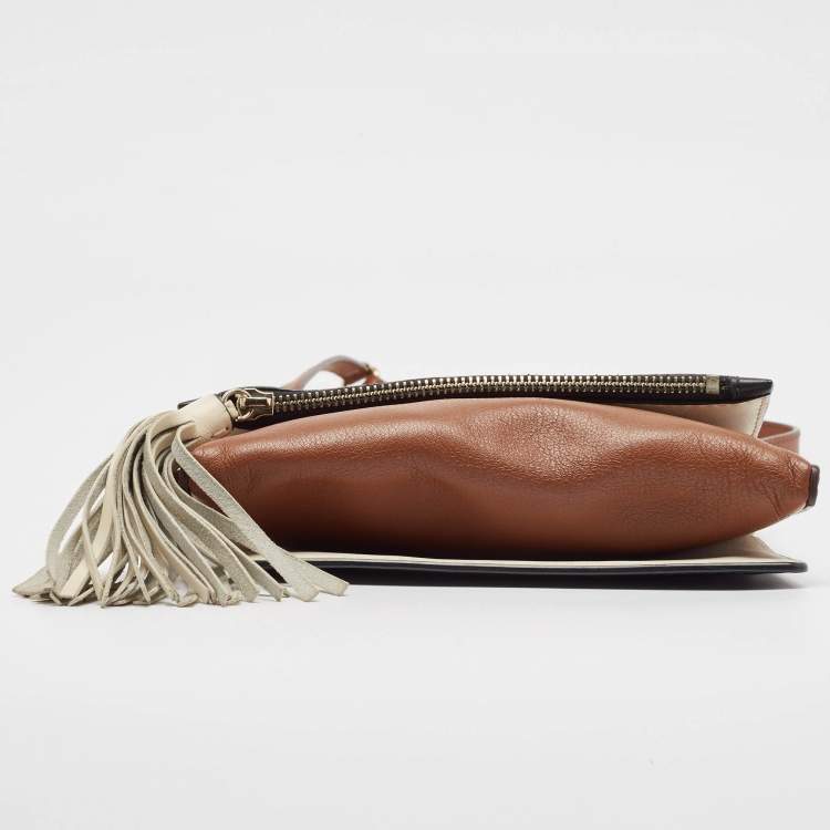 Pre Owned CH Carolina Herrera Tricolor Leather Tassel Flap Crossbody Bag