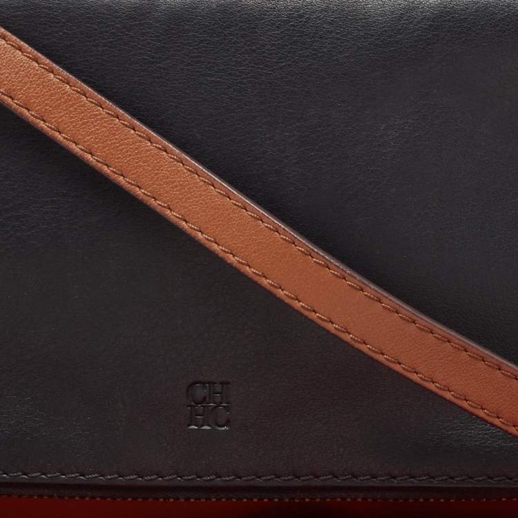 Pre Owned CH Carolina Herrera Tricolor Leather Tassel Flap Crossbody Bag