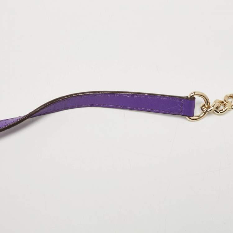 Pre Owned CH Carolina Herrera Purple Leather Flap Shoulder Bag