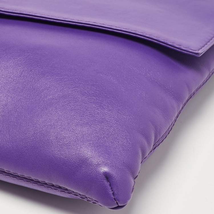 Pre Owned CH Carolina Herrera Purple Leather Flap Shoulder Bag