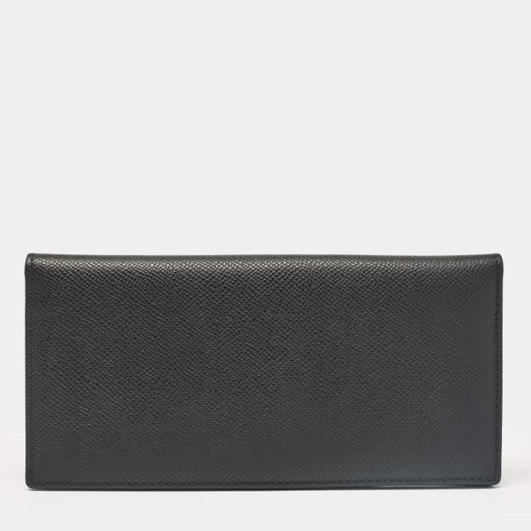 Pre Owned Carolina Herrera Black Leather Bifold Long Wallet