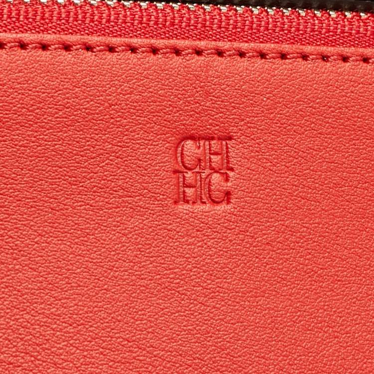 Pre Owned Carolina Herrera Black Leather Bifold Long Wallet