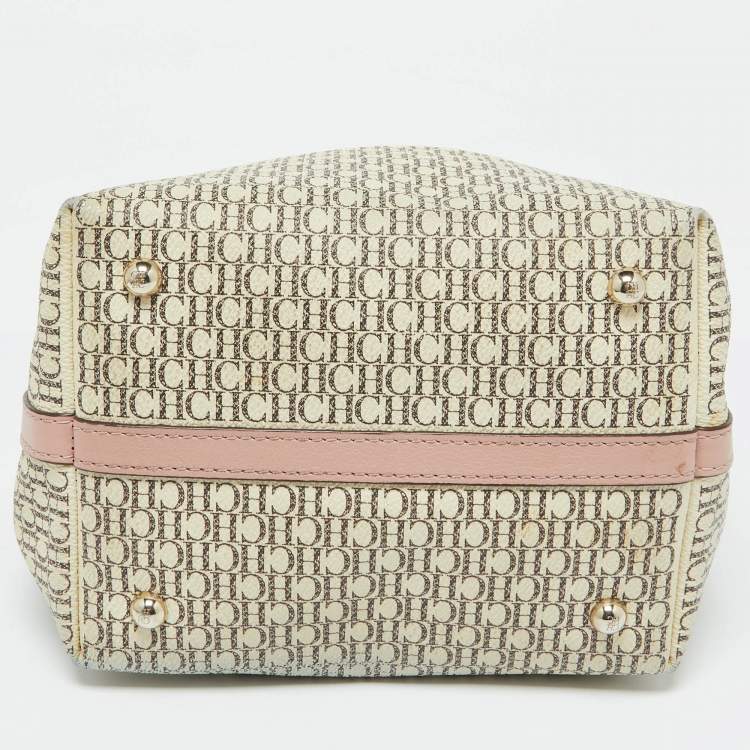 Pre Owned CH Carolina Herrera Tricolor Signature Coated Canvas and Leather Matryoshka Padlock Tote