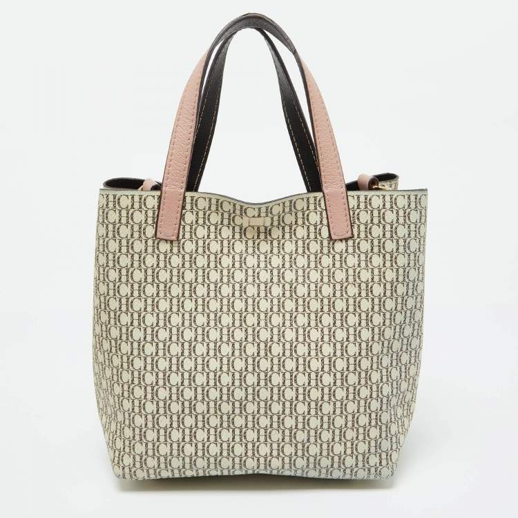 Pre Owned CH Carolina Herrera Tricolor Signature Coated Canvas and Leather Matryoshka Padlock Tote