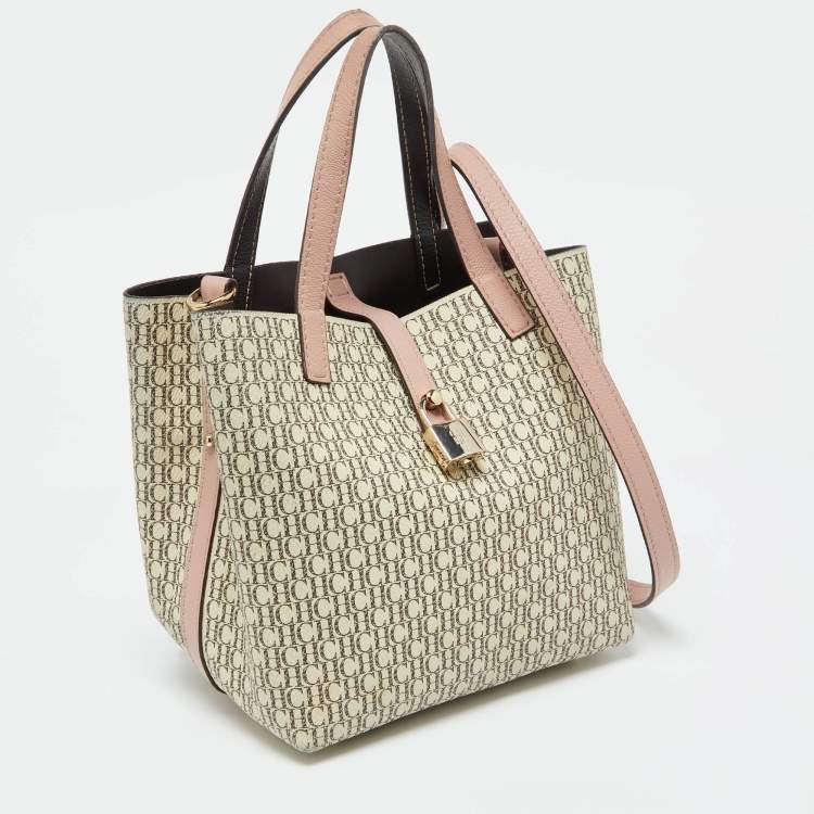 Pre Owned CH Carolina Herrera Tricolor Signature Coated Canvas and Leather Matryoshka Padlock Tote