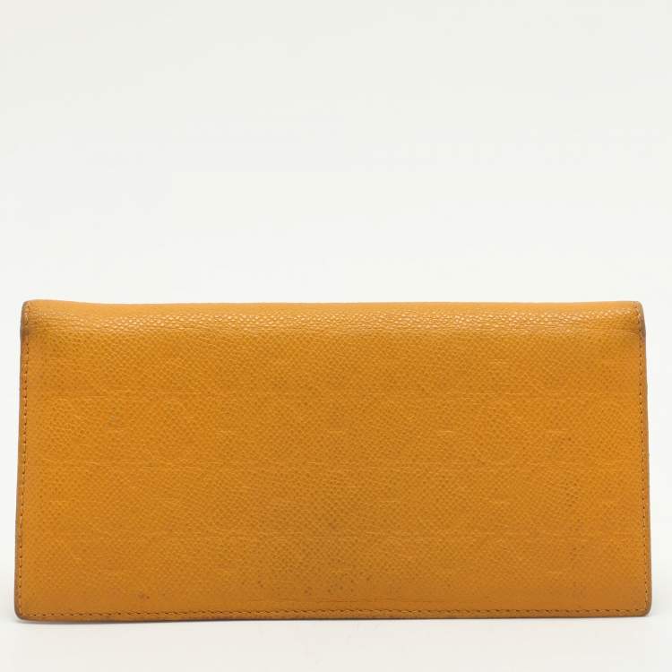 Pre Owned CH Carolina Herrera Yellow Embossed Leather Wallet