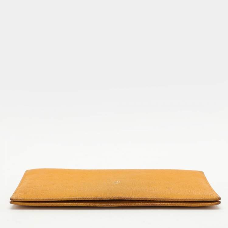 Pre Owned CH Carolina Herrera Yellow Embossed Leather Wallet