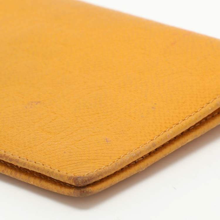 Pre Owned CH Carolina Herrera Yellow Embossed Leather Wallet