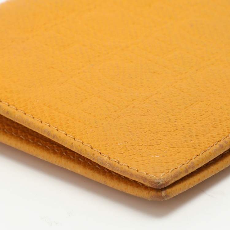 Pre Owned CH Carolina Herrera Yellow Embossed Leather Wallet