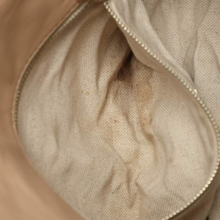 Pre Owned CH Carolina Herrera Beige Quilted Leather Flap Shoulder Bag