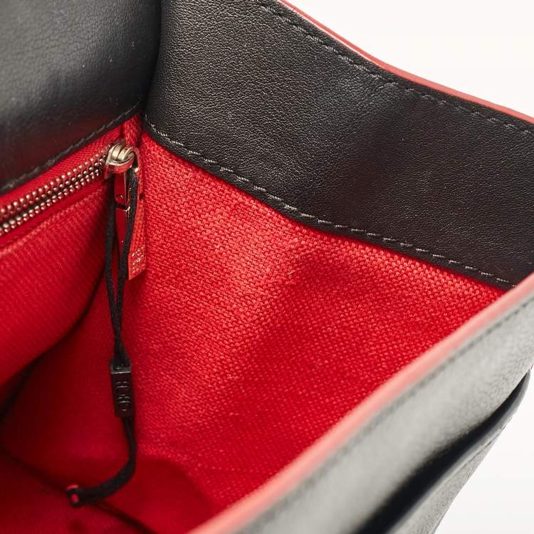 Pre Owned CH Carolina Herrera Black Embossed Leather Top Handle Bag