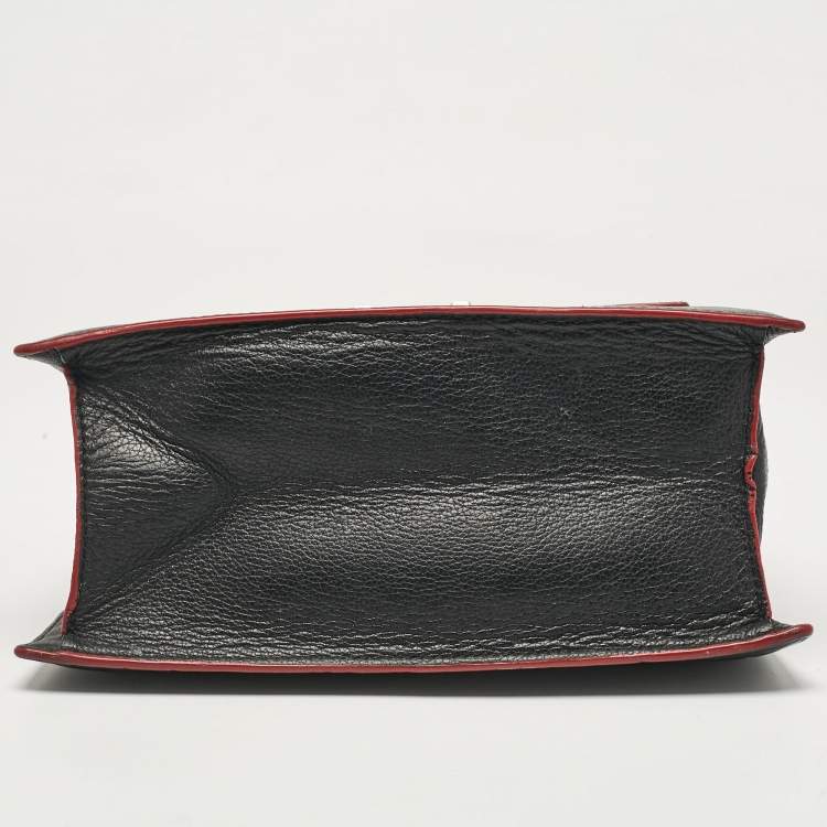 Pre Owned CH Carolina Herrera Black Embossed Leather Top Handle Bag
