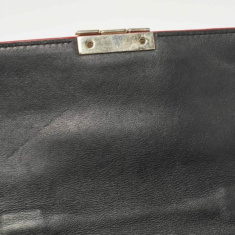 Pre Owned CH Carolina Herrera Black Embossed Leather Top Handle Bag