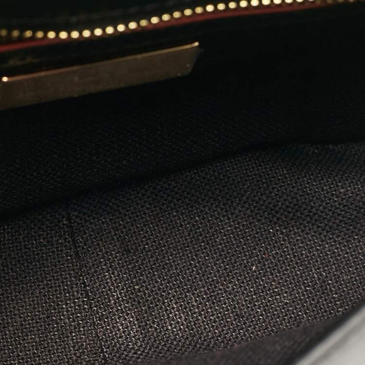 Pre Owned CH Carolina Herrera Black Leather Medium Initials Insignia Shoulder Bag