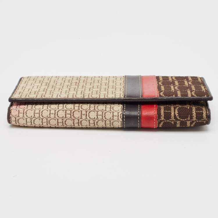 Pre Owned CH Carolina Herrera Multicolor Monogram Canvas and Leather Continental Wallet
