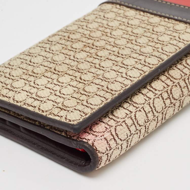 Pre Owned CH Carolina Herrera Multicolor Monogram Canvas and Leather Continental Wallet