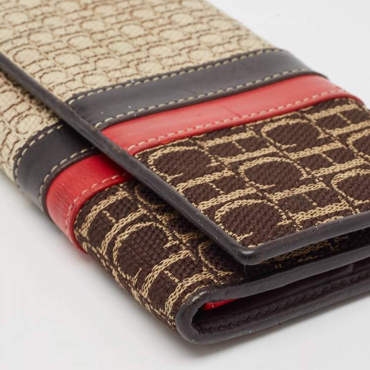 Pre Owned CH Carolina Herrera Multicolor Monogram Canvas and Leather Continental Wallet