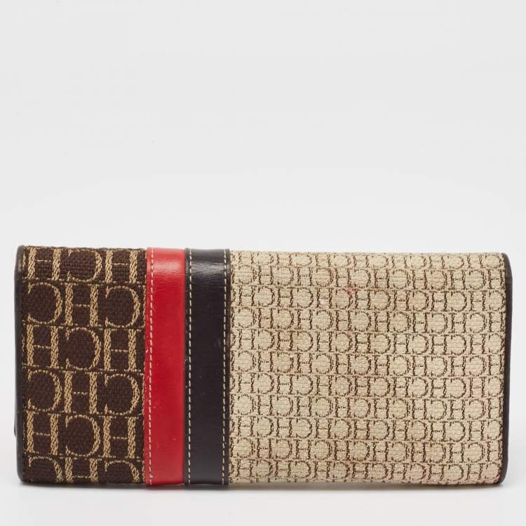 Pre Owned CH Carolina Herrera Multicolor Monogram Canvas and Leather Continental Wallet