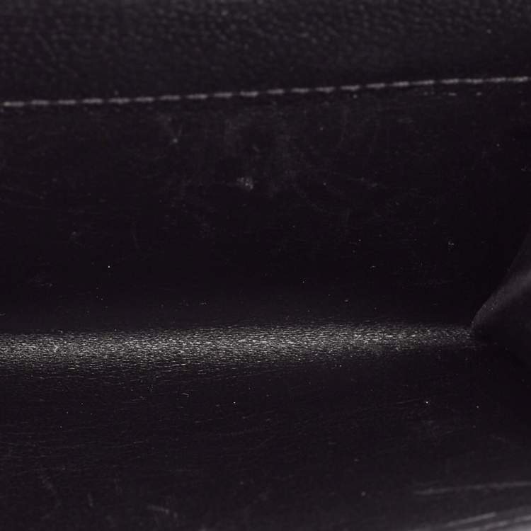 Pre Owned CH Carolina Herrera Black Monogram Leather Compact Wallet