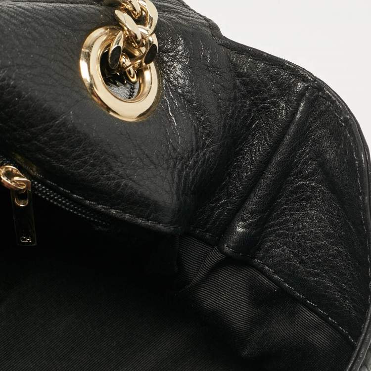 Pre Owned CH Carolina Herrera Black Monogram Embossed Leather Audrey Shoulder Bag