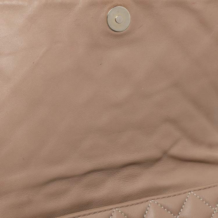 Pre Owned CH Carolina Herrera Beige Quilted Leather Flap Shoulder Bag