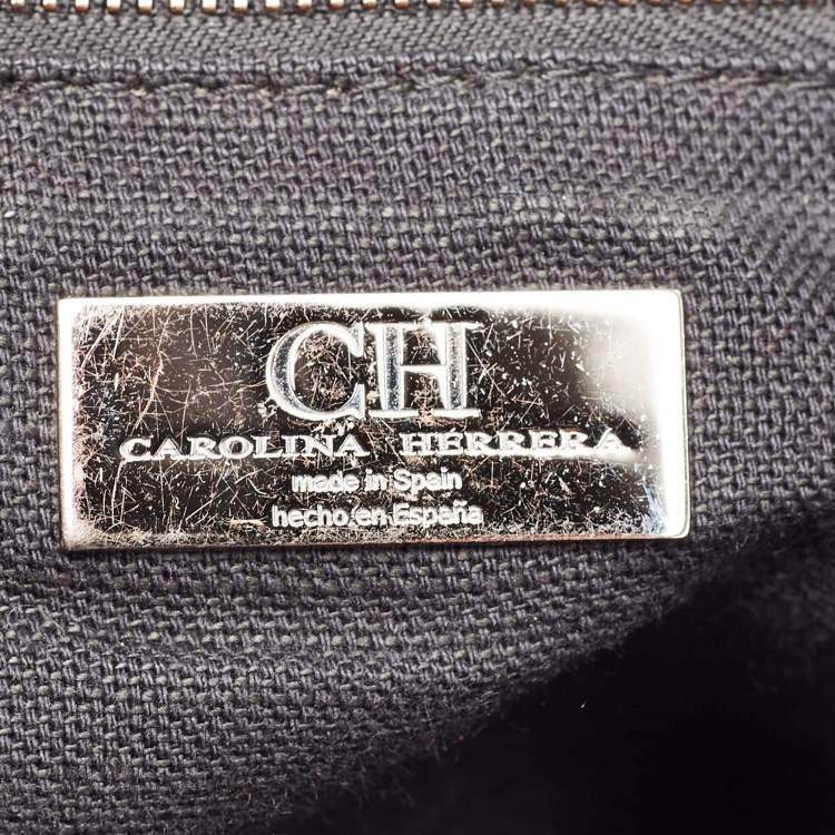 Pre Owned CH Carolina Herrera Metallic Purple Leather Chain Tote