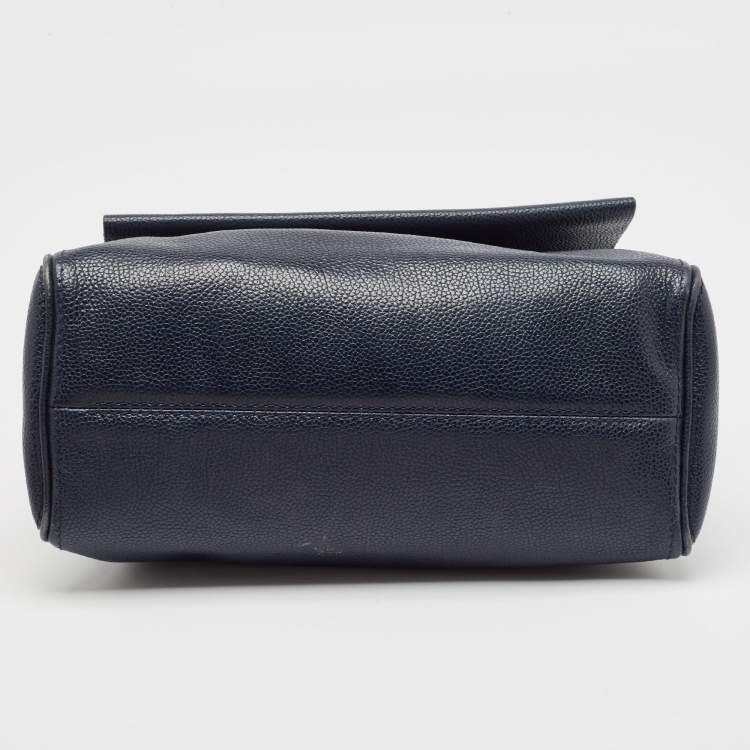 Pre Owned CH Carolina Herrera Blue Leather Minuetto Flap Top Handle Bag