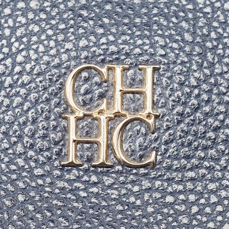 Pre Owned CH Carolina Herrera Blue Leather Minuetto Flap Top Handle Bag