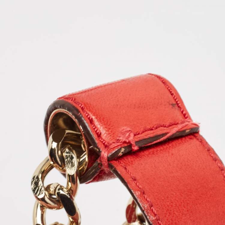 Pre Owned CH Carolina Herrera Red Monogram Leather Double Flap Shoulder Bag