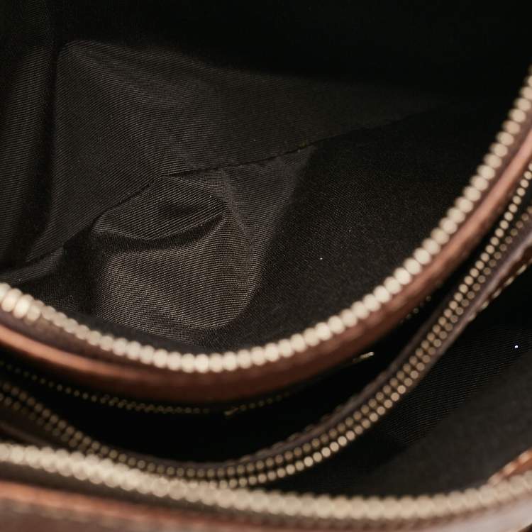 Pre Owned CH Carolina Herrera Brown Pebbled Leather Matteo Tote