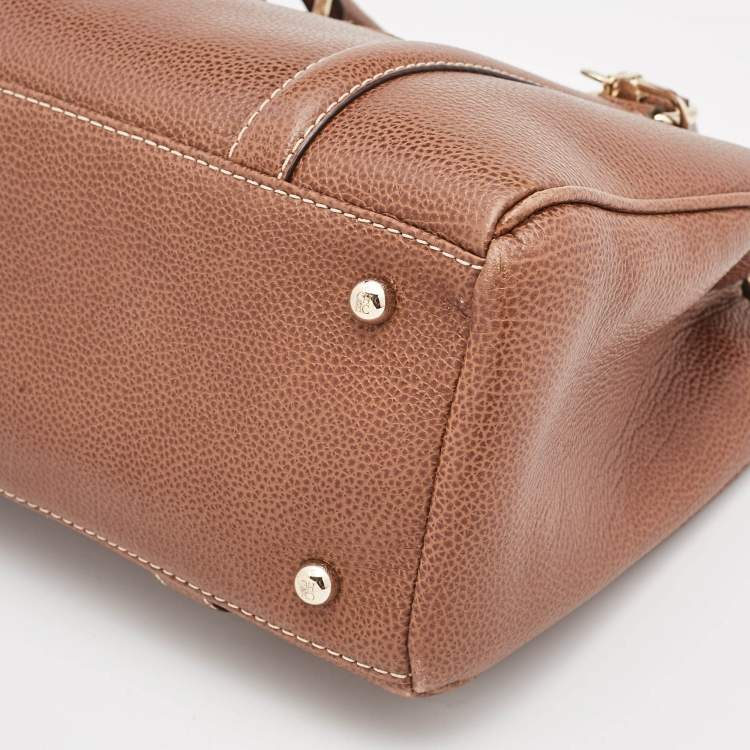 Pre Owned CH Carolina Herrera Brown Pebbled Leather Matteo Tote