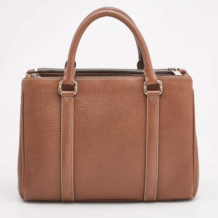 Pre Owned CH Carolina Herrera Brown Pebbled Leather Matteo Tote