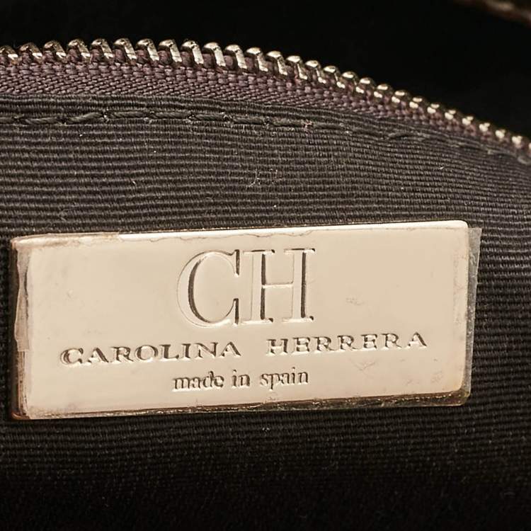 Pre Owned CH Carolina Herrera Brown Pebbled Leather Matteo Tote